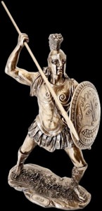 Ajax den Store bronzefigur i fuld figur, klar til kamp, viser det store skjold og rustning